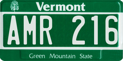 VT license plate AMR216