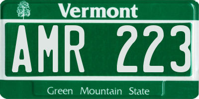VT license plate AMR223