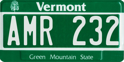 VT license plate AMR232