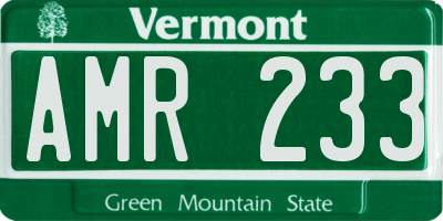 VT license plate AMR233