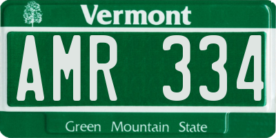 VT license plate AMR334