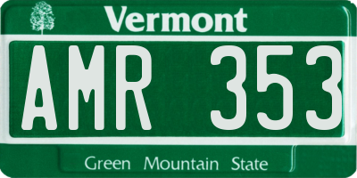 VT license plate AMR353
