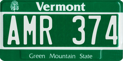 VT license plate AMR374