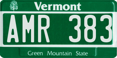 VT license plate AMR383