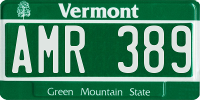 VT license plate AMR389