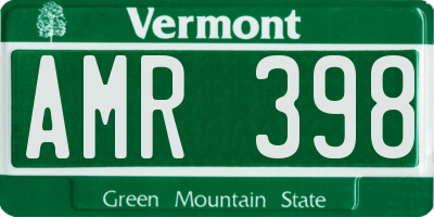 VT license plate AMR398
