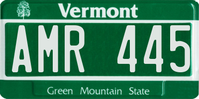 VT license plate AMR445
