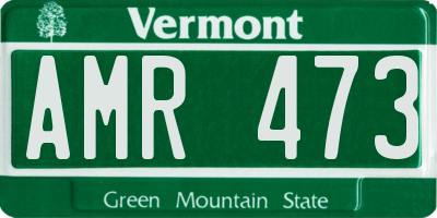 VT license plate AMR473