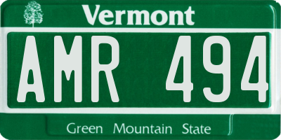 VT license plate AMR494