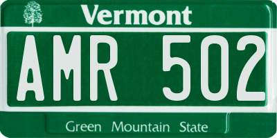 VT license plate AMR502