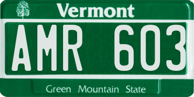 VT license plate AMR603