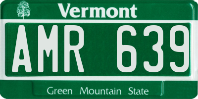 VT license plate AMR639