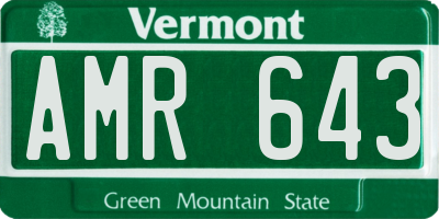 VT license plate AMR643