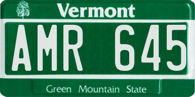 VT license plate AMR645
