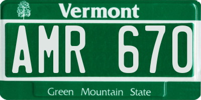 VT license plate AMR670