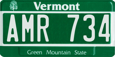 VT license plate AMR734