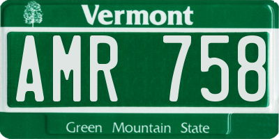VT license plate AMR758