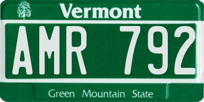 VT license plate AMR792