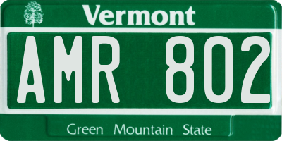 VT license plate AMR802