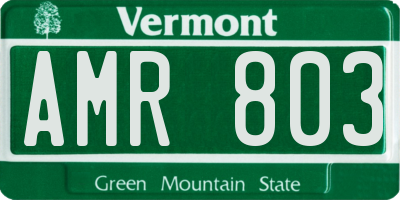 VT license plate AMR803