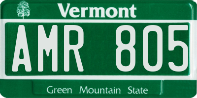VT license plate AMR805