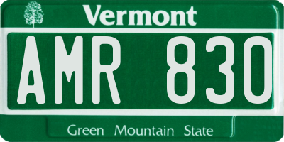 VT license plate AMR830