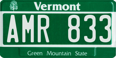 VT license plate AMR833