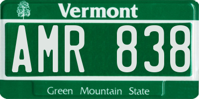 VT license plate AMR838