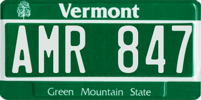 VT license plate AMR847