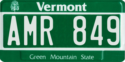 VT license plate AMR849