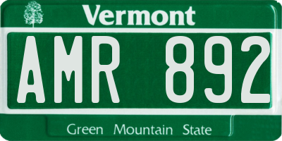 VT license plate AMR892