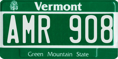 VT license plate AMR908