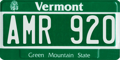 VT license plate AMR920
