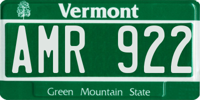 VT license plate AMR922