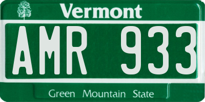 VT license plate AMR933