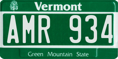 VT license plate AMR934
