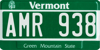 VT license plate AMR938