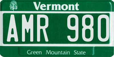 VT license plate AMR980