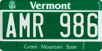 VT license plate AMR986