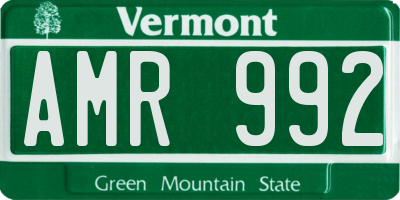 VT license plate AMR992