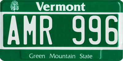 VT license plate AMR996