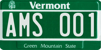 VT license plate AMS001
