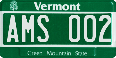 VT license plate AMS002