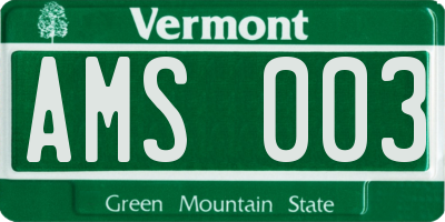 VT license plate AMS003