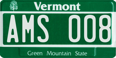 VT license plate AMS008