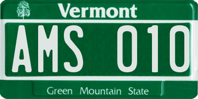VT license plate AMS010
