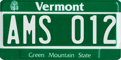 VT license plate AMS012