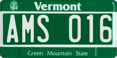 VT license plate AMS016