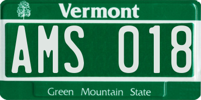 VT license plate AMS018