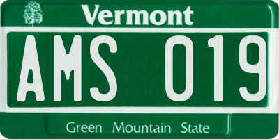 VT license plate AMS019